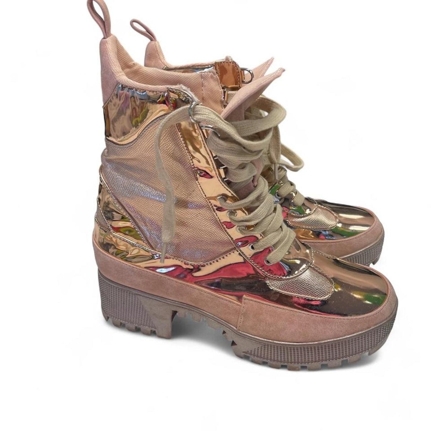 Gold metallic platform boots