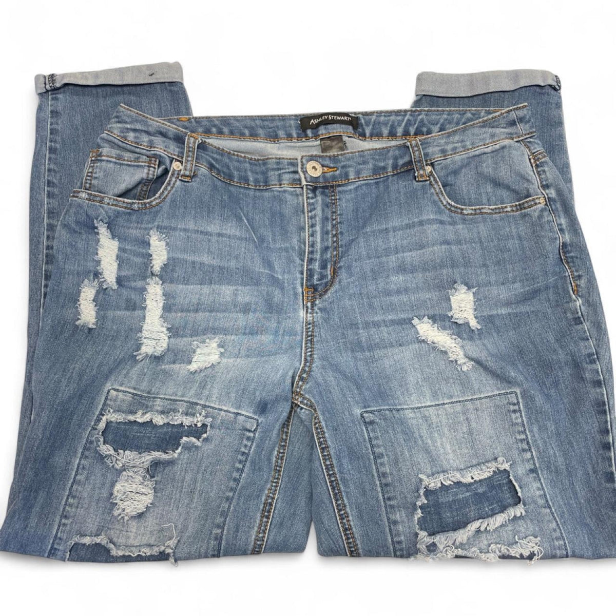 Ashley stewart blue distressed jeans