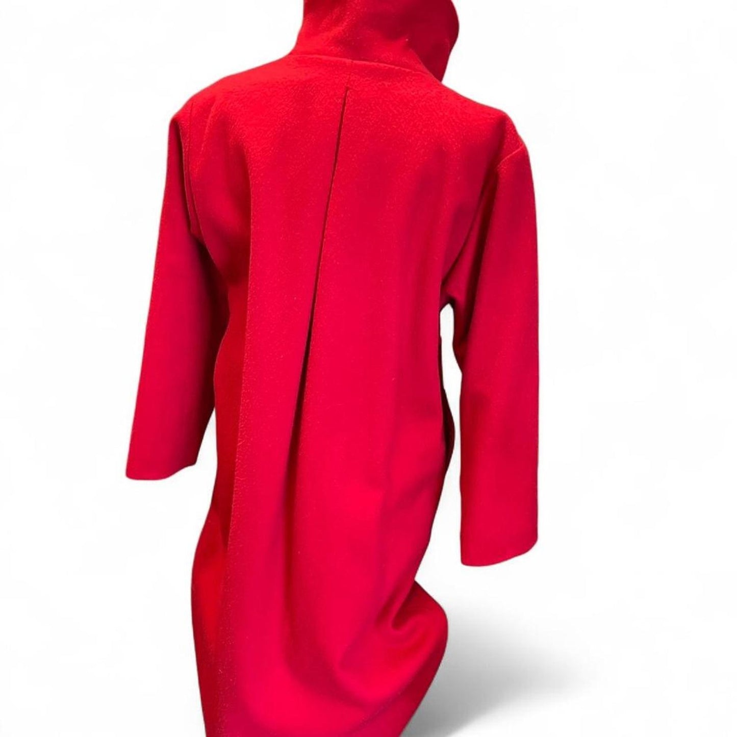 Red wool coat with hood