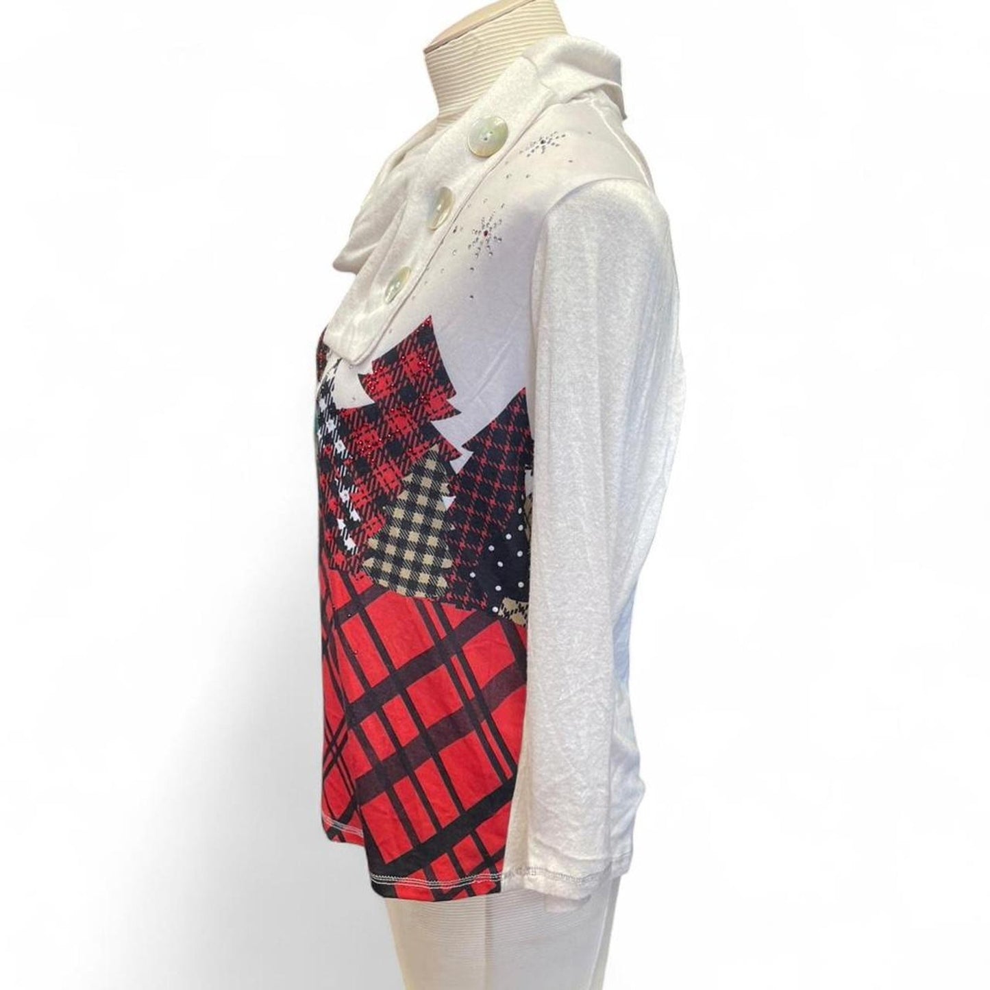 Red white plaid cowl