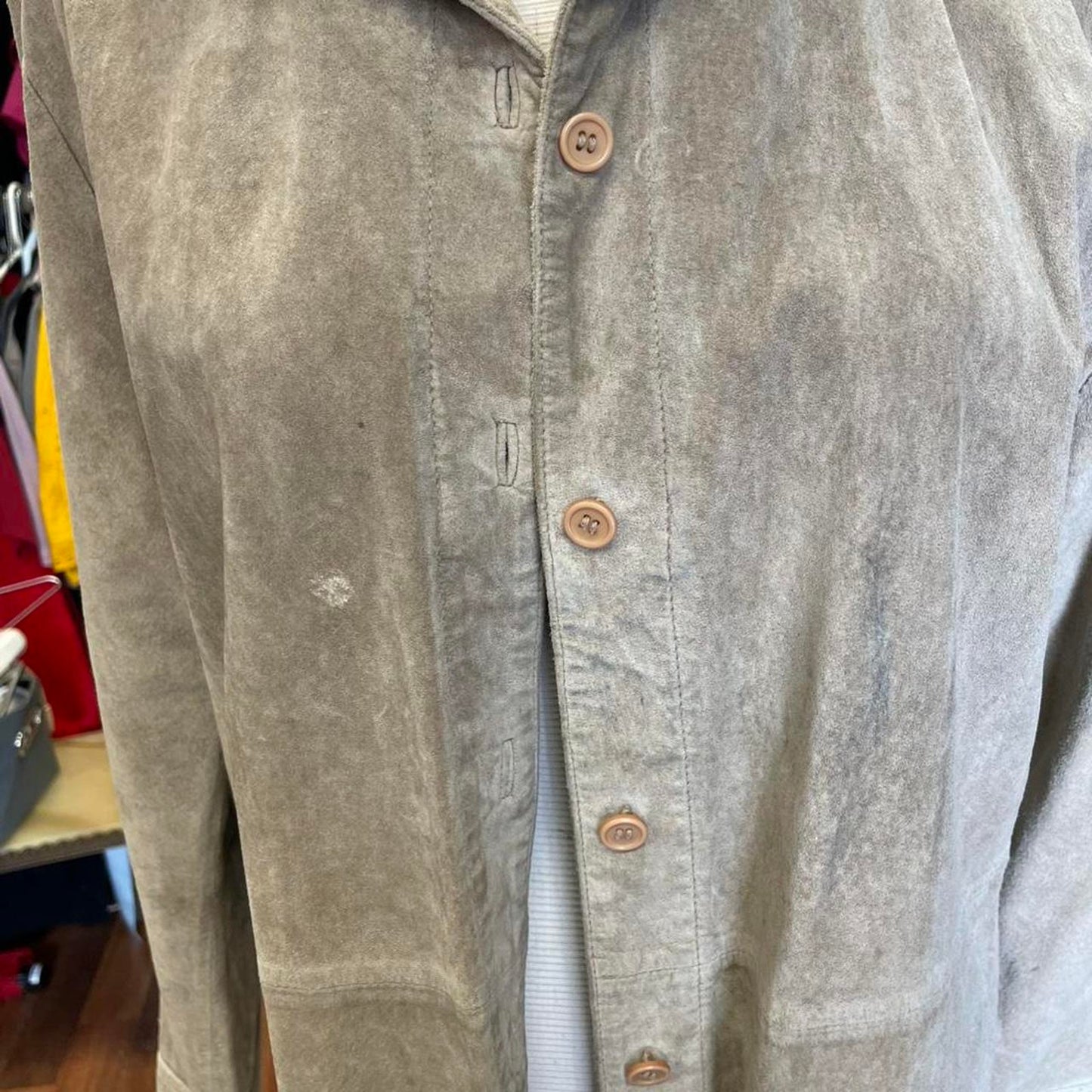 Tan suede leather jacket with