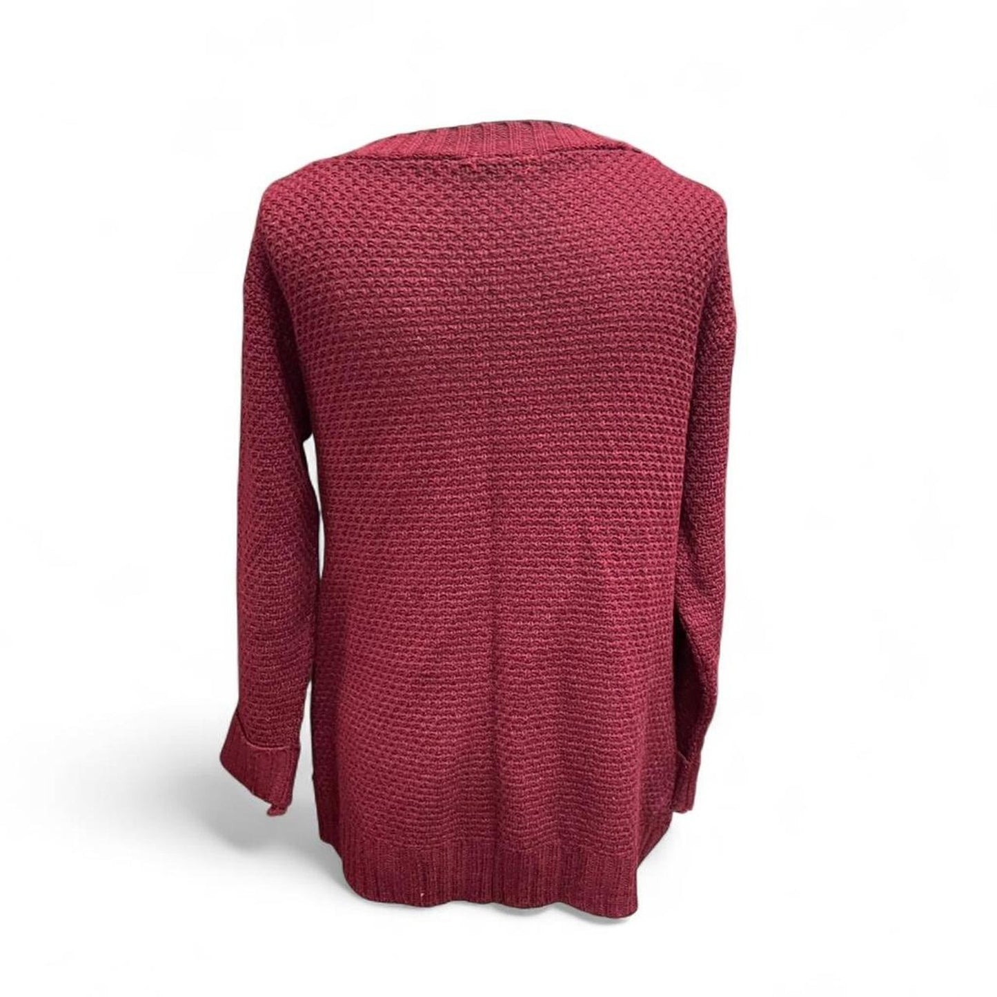 Burgundy cable knit cardigan