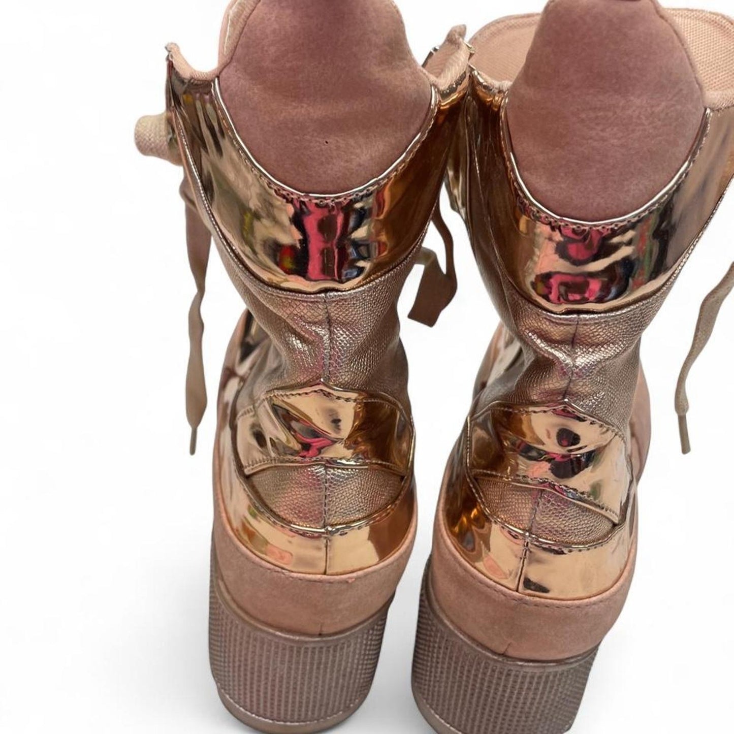 Gold metallic platform boots