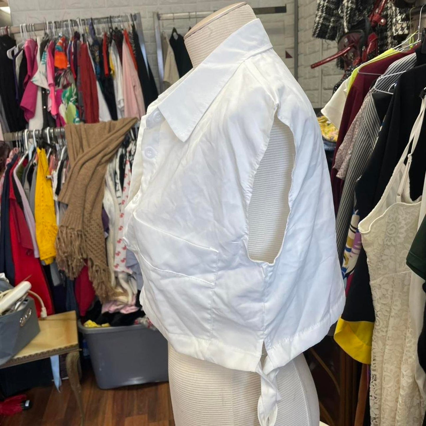 White button up vest with