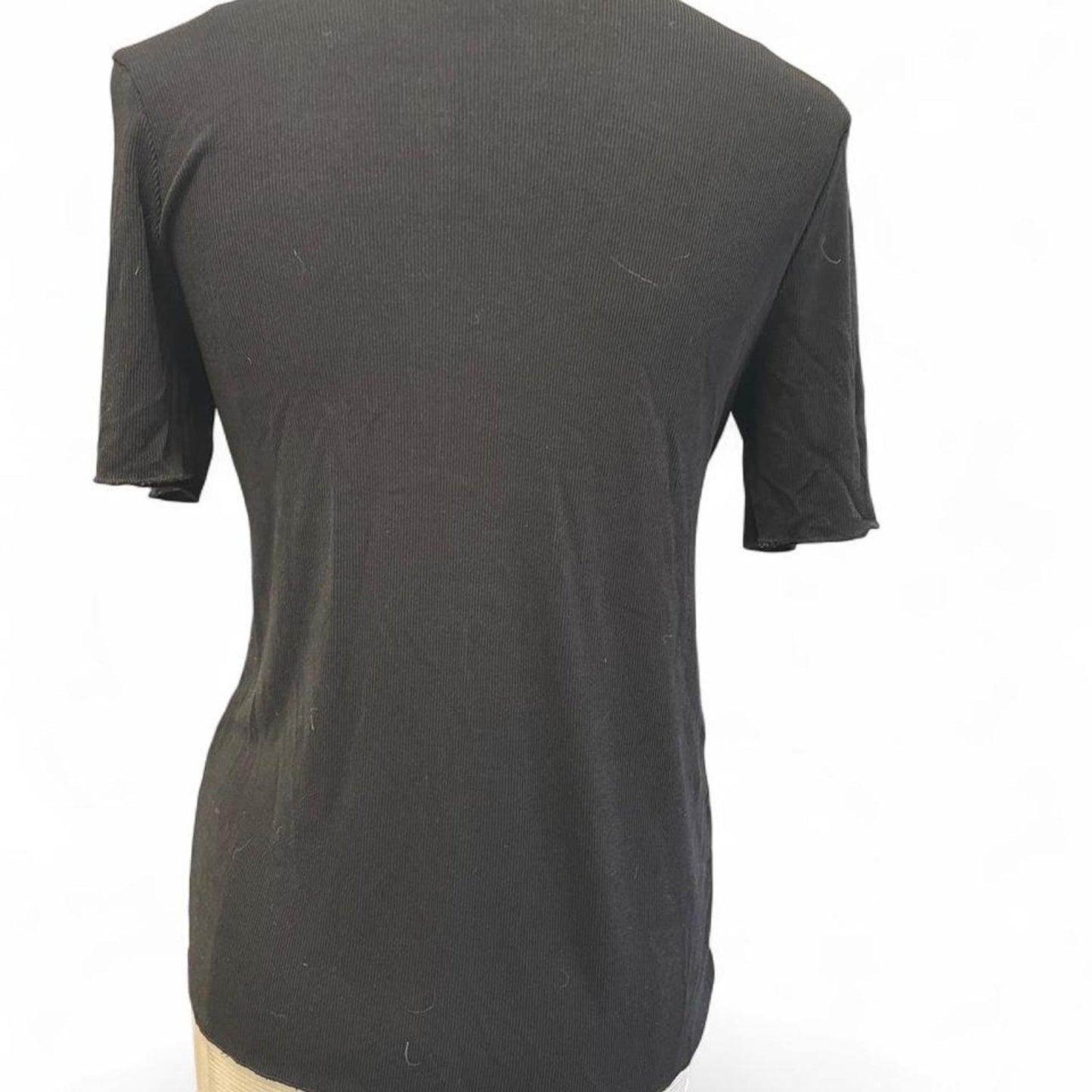 Zara black ribbed knit v neck