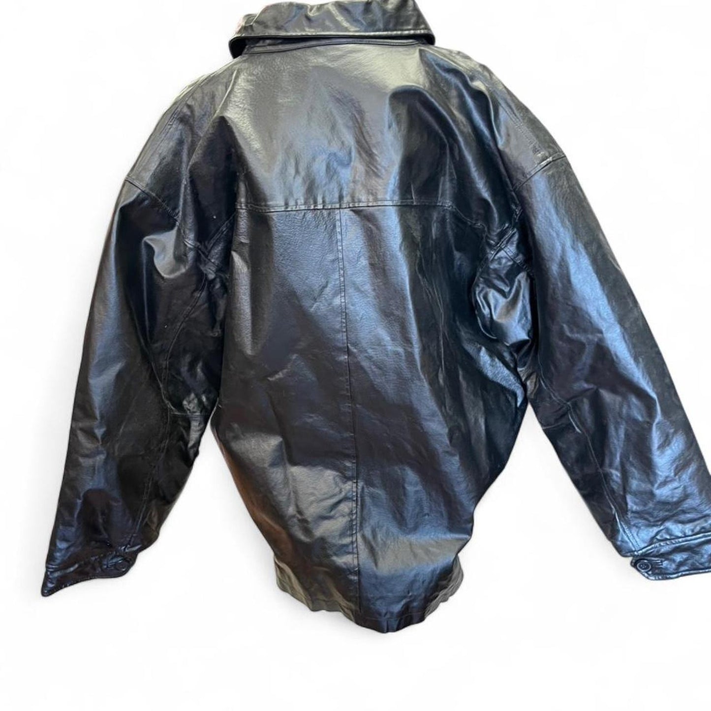 Black leather jacket with zipper