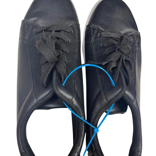 Black leather lace up sneakers