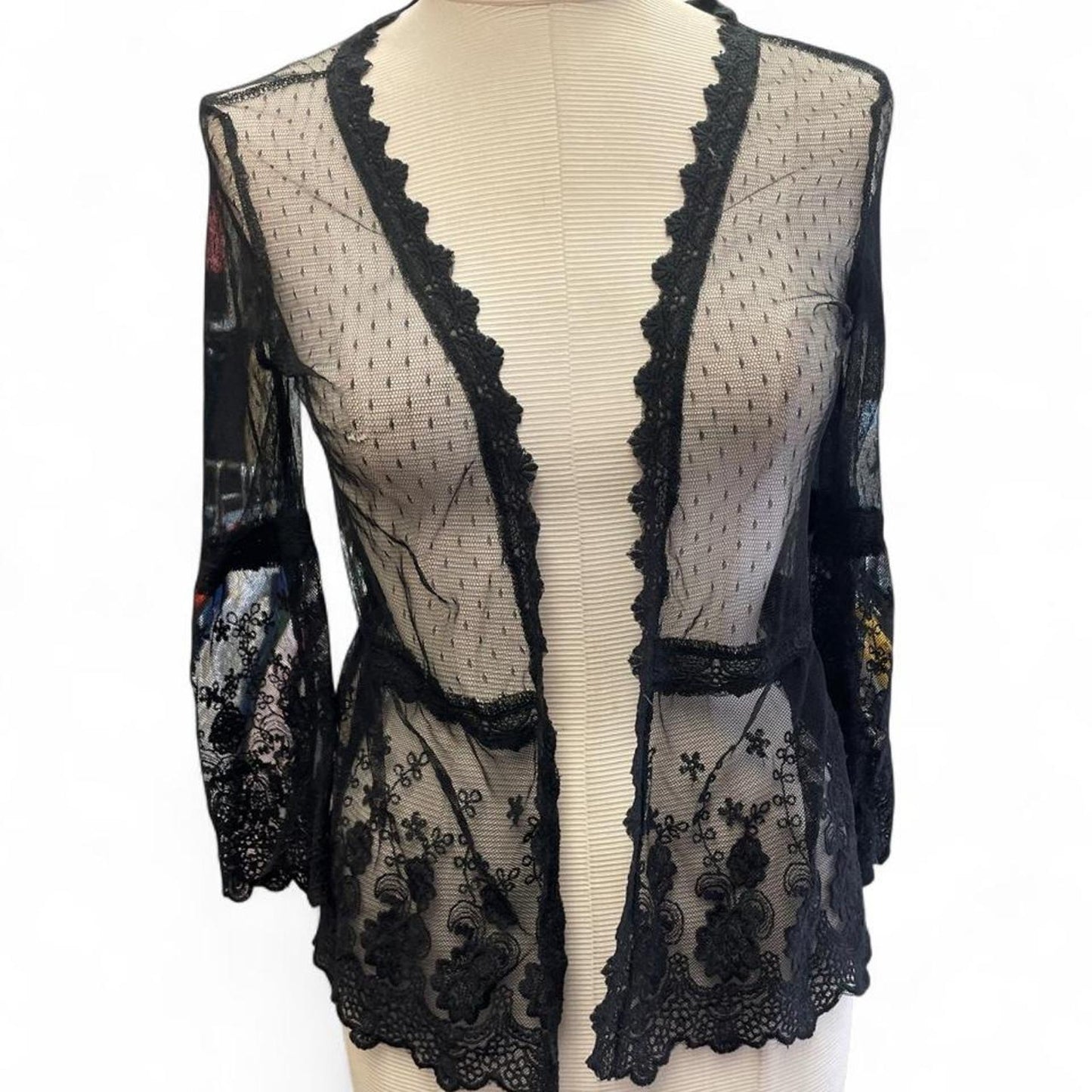 Black lace sheer cardigan