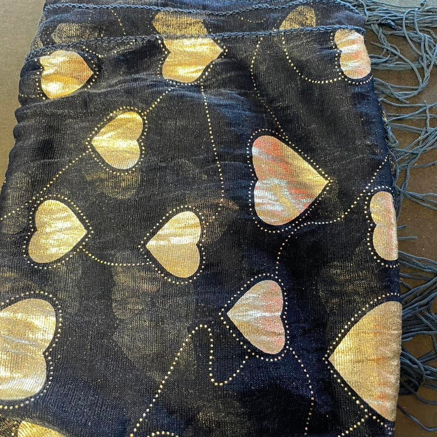 Navy blue scarf with gold