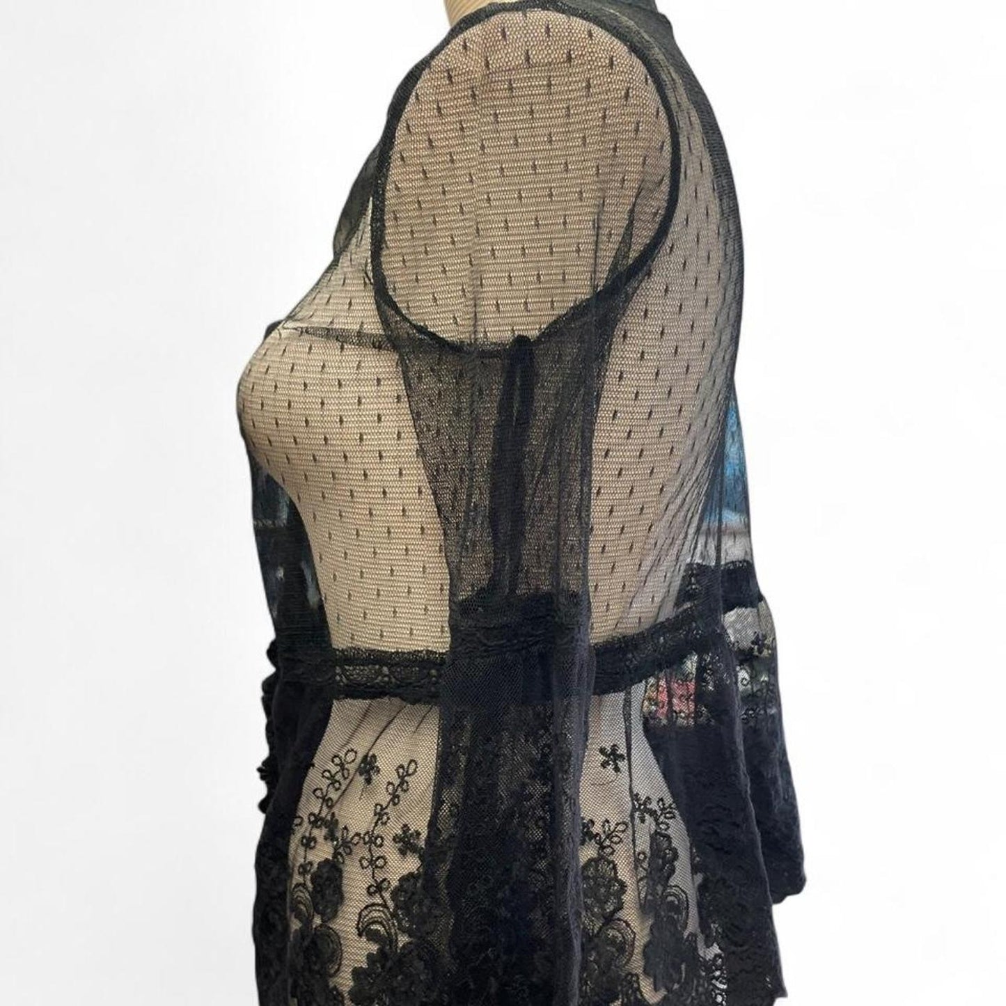 Black lace sheer cardigan