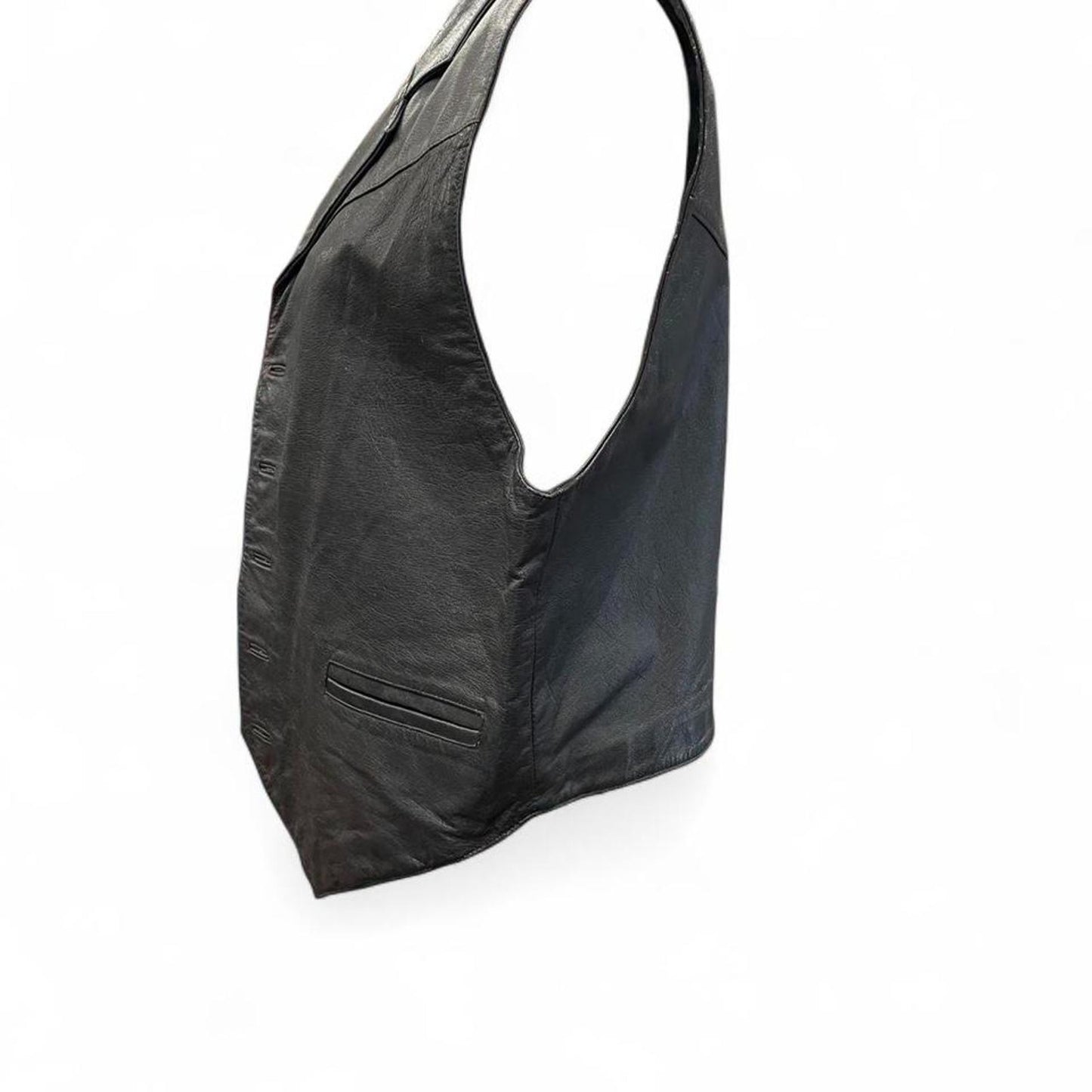 Black leather vest