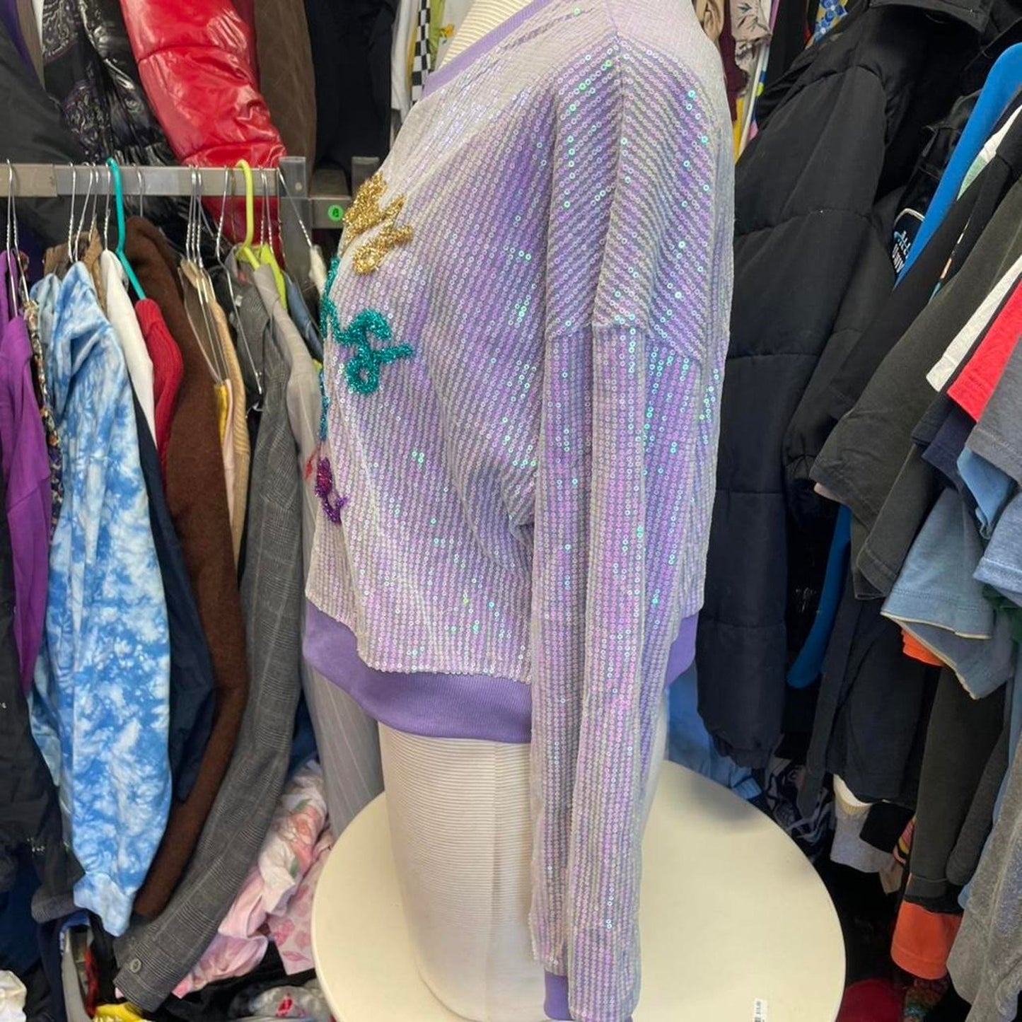 Purple sequin long sleeve top