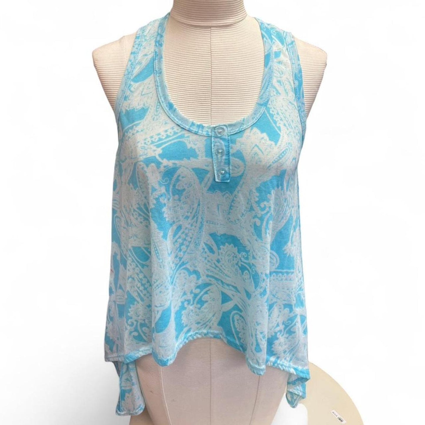 Blue white paisley print