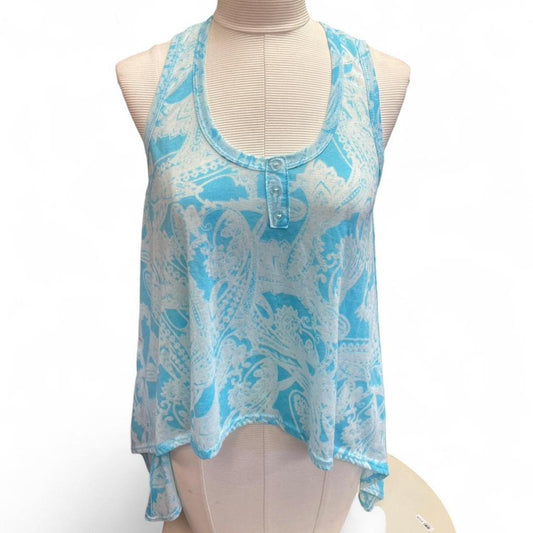Blue white paisley print