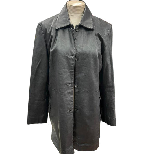 Giii black leather trench coat