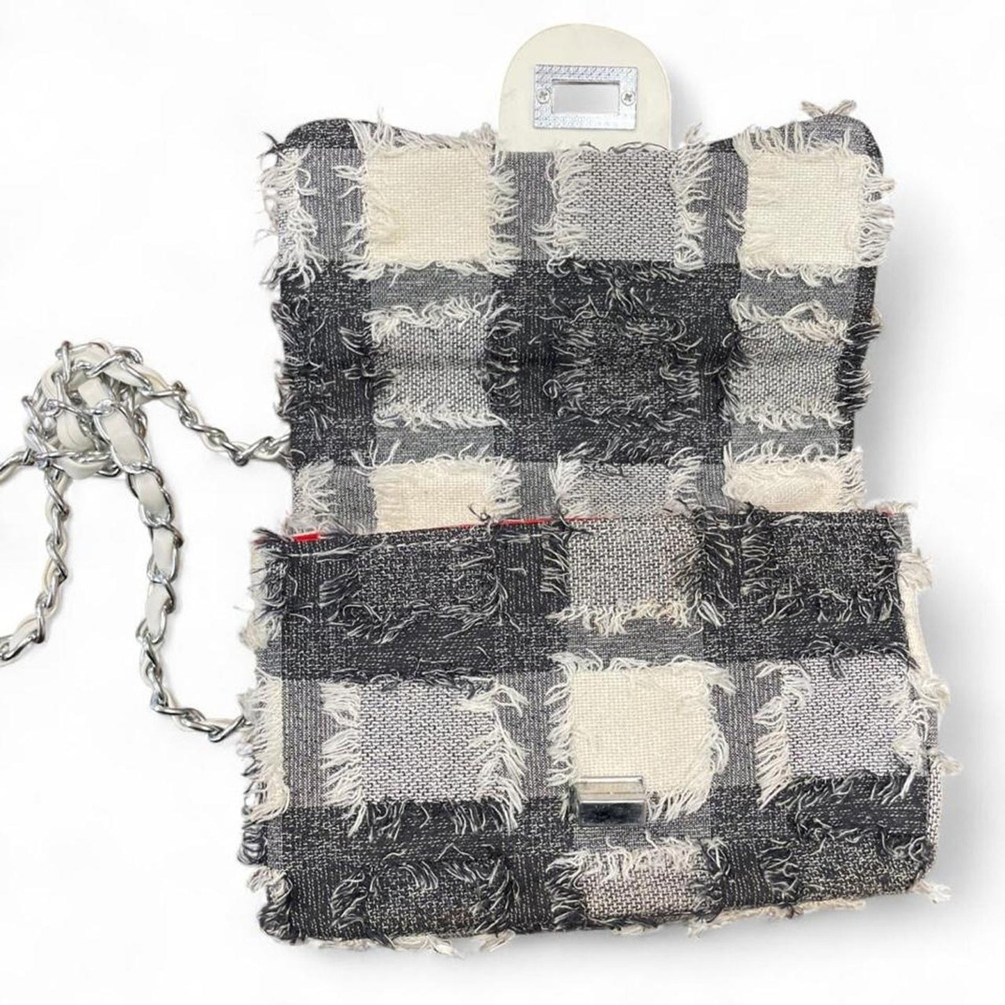 Black and white plaid purse