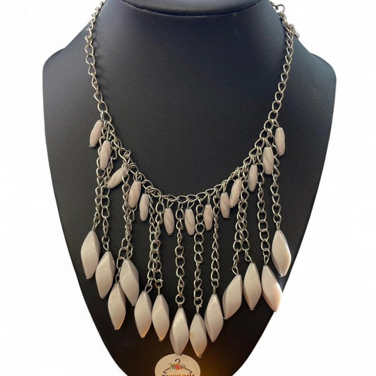 White and silver statement necklace
