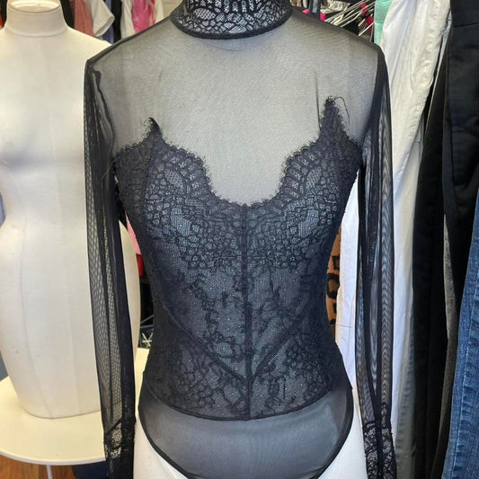Black mesh lace long sleeve