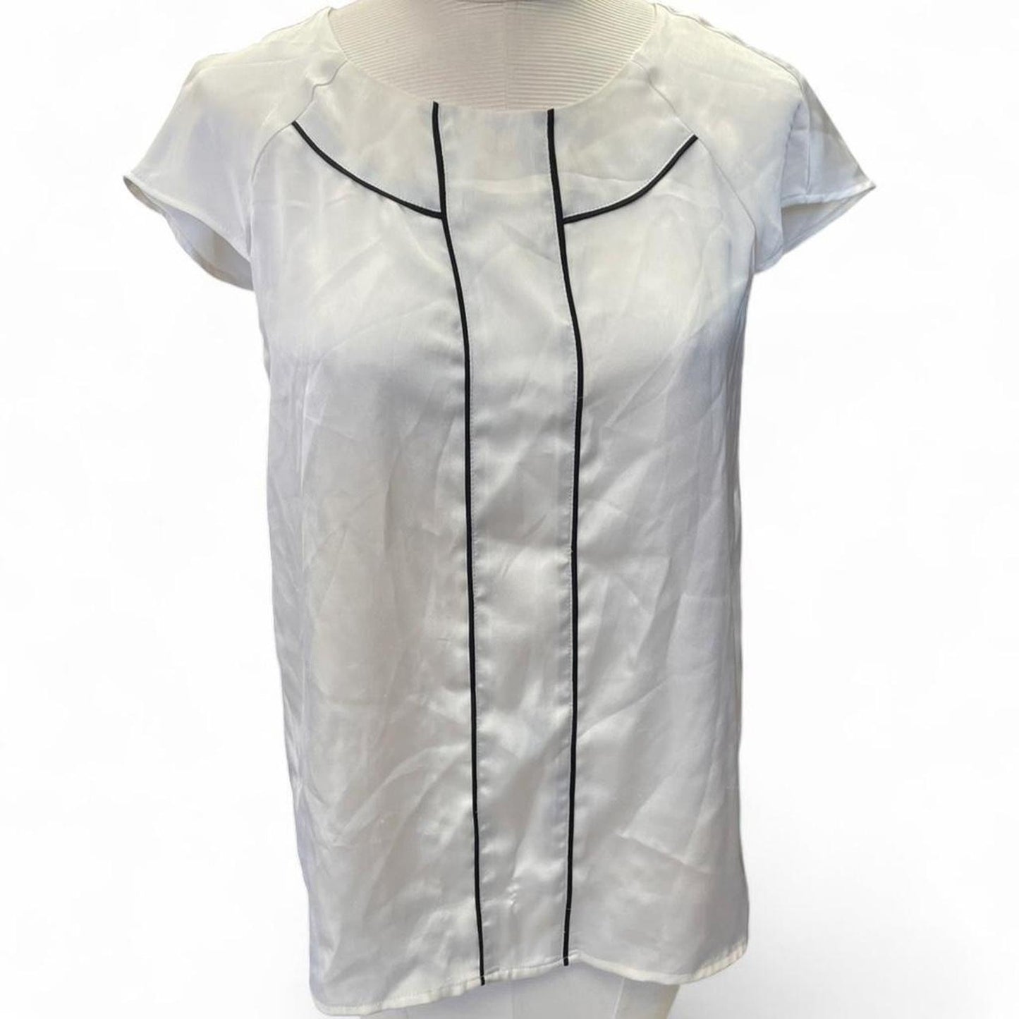 White sheer blouse with black