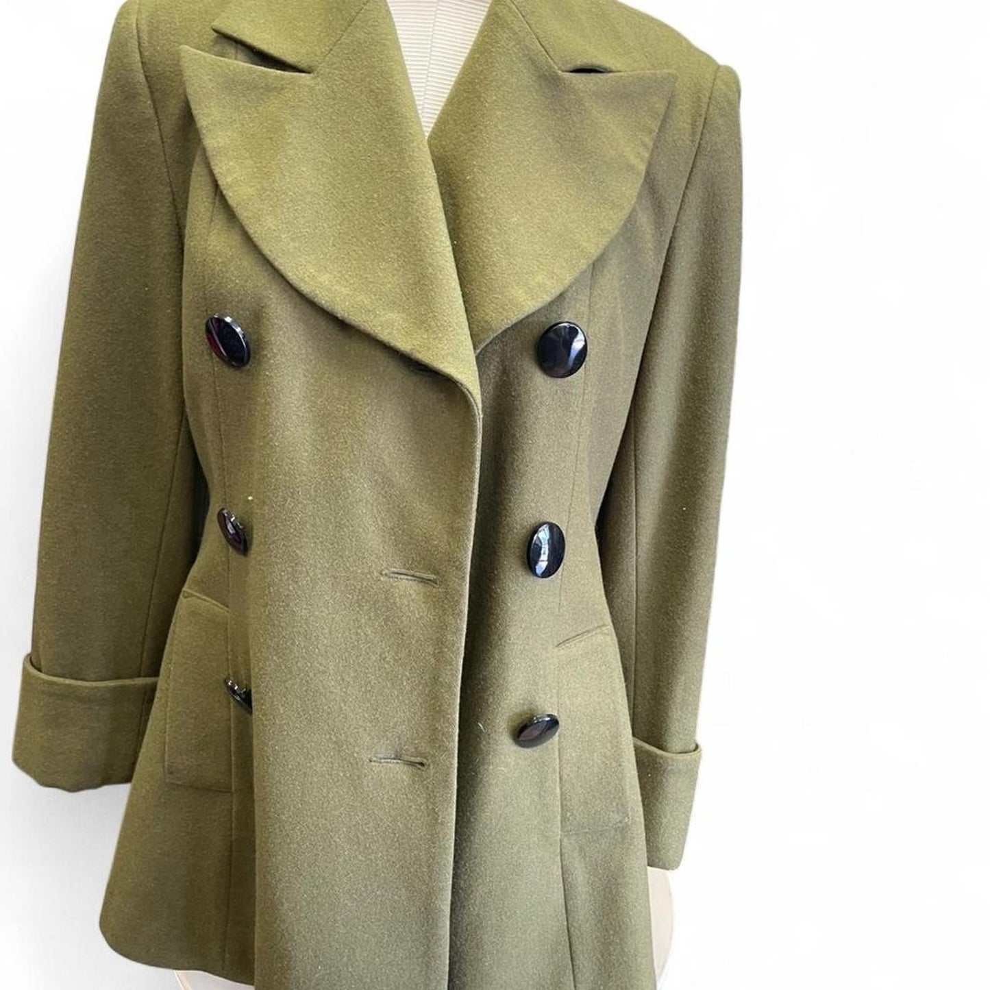 Olive green wool blend coat