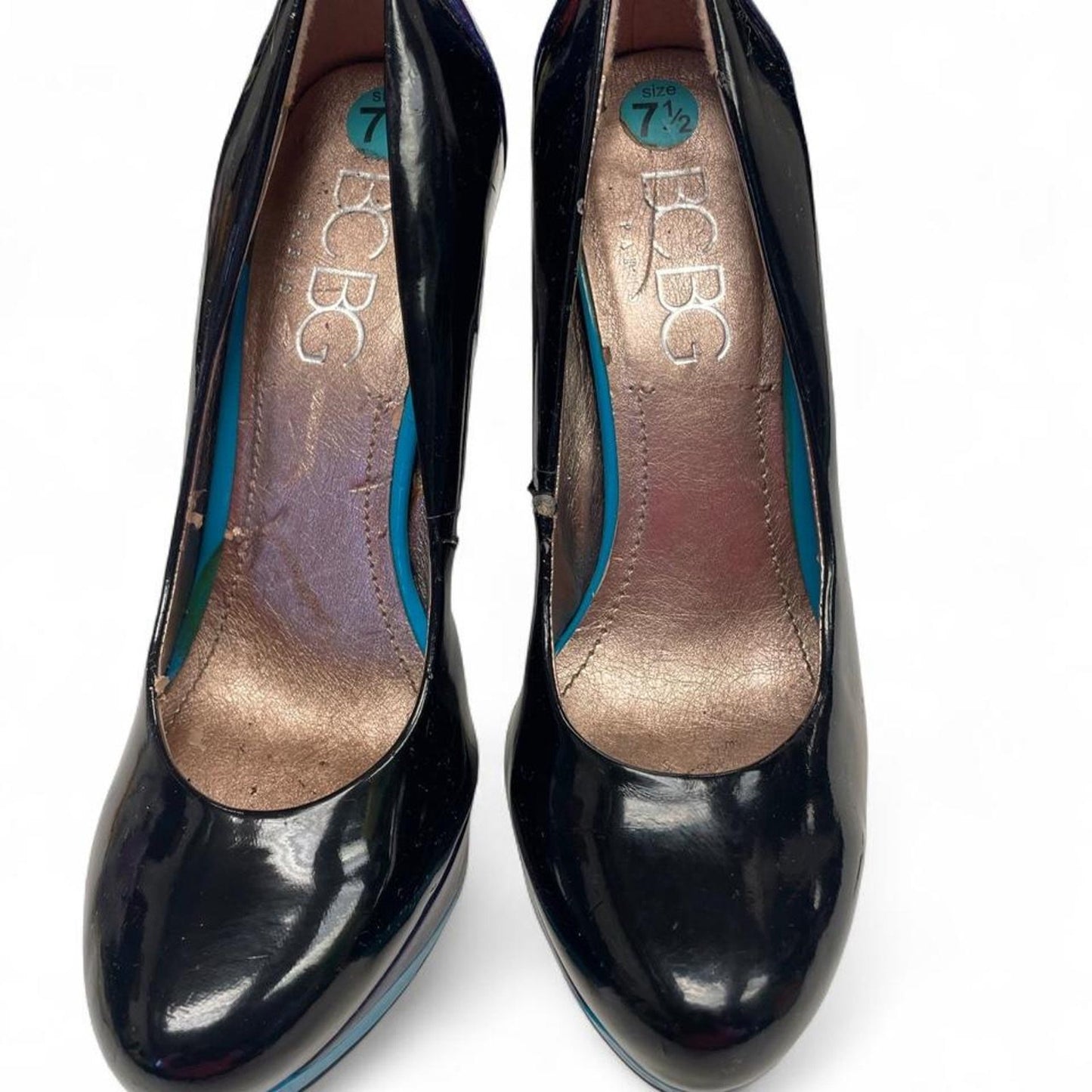 Black purple patent leather pump