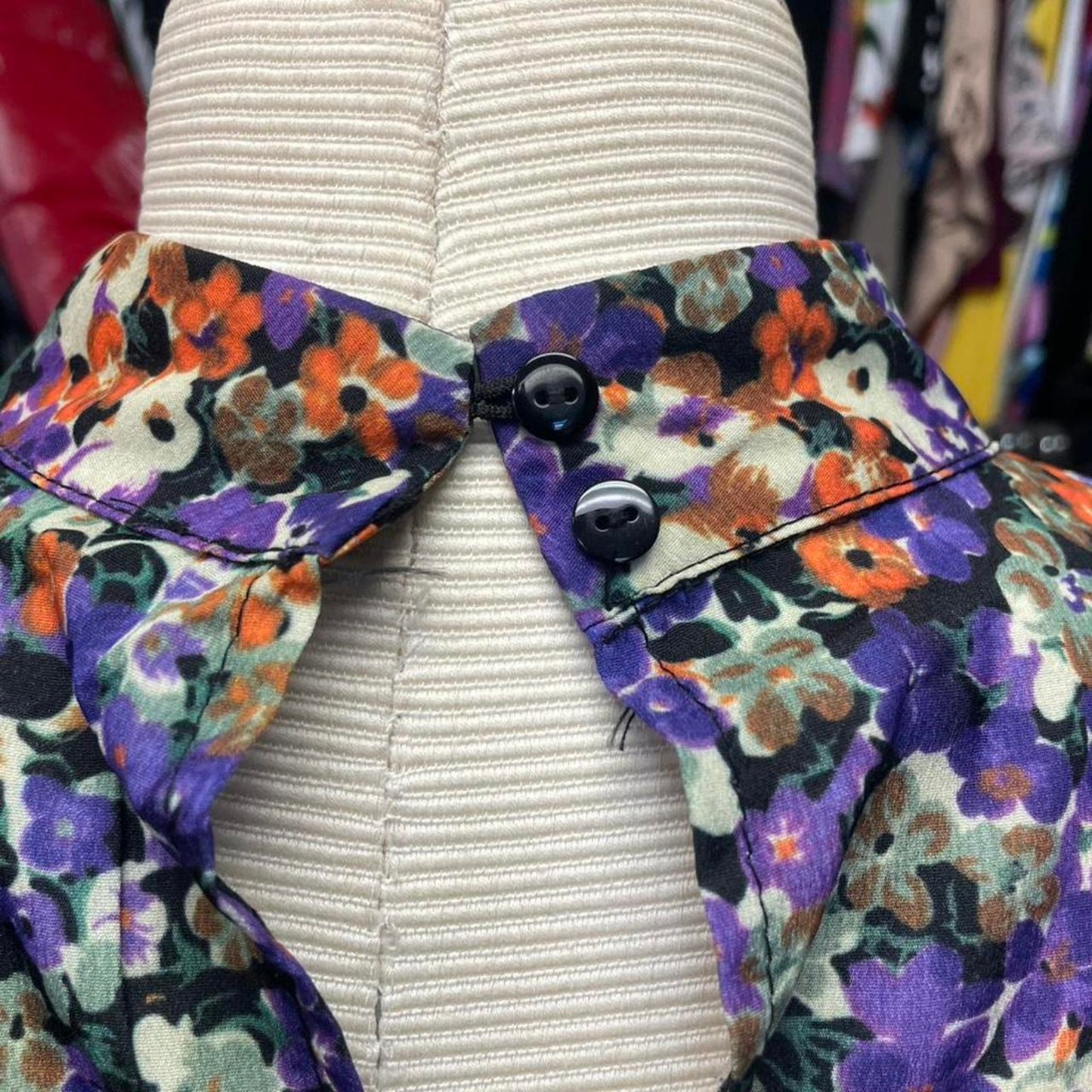 Purple floral button up blouse