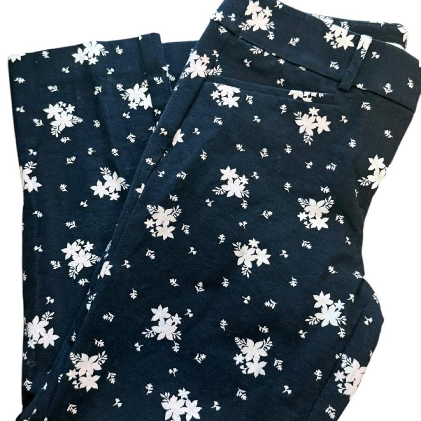 Loft white floral print pants