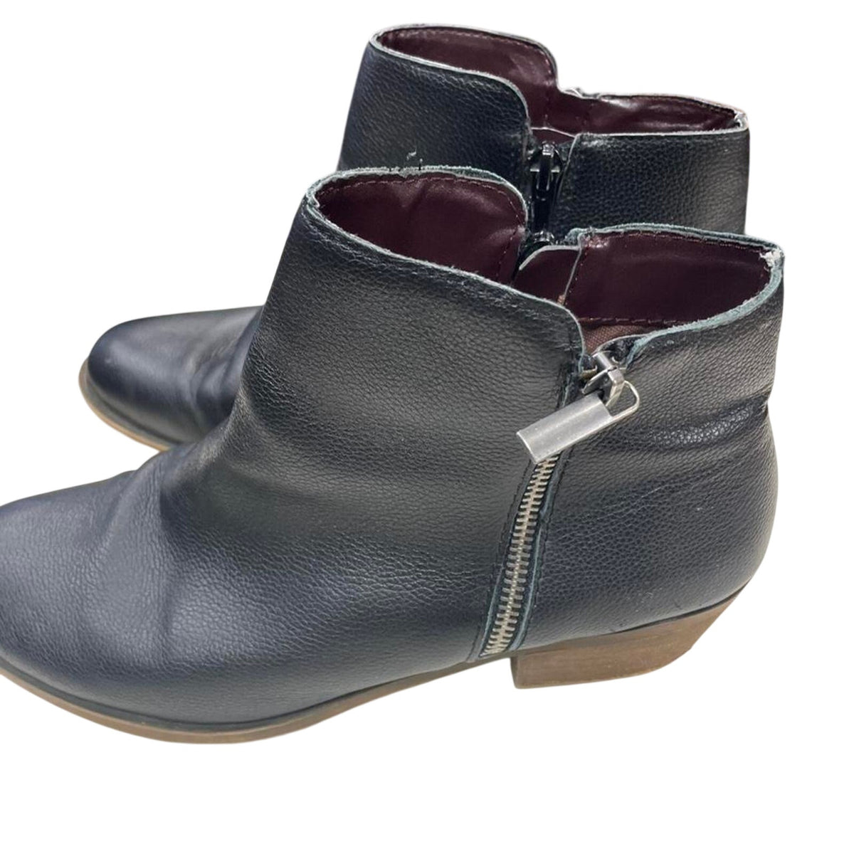 Black leather ankle boots with