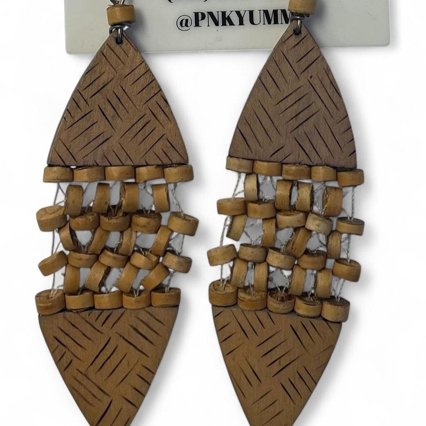 Wooden earrings with a boho