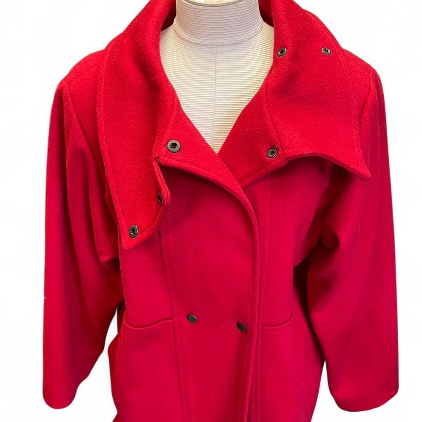 Red wool coat with hood