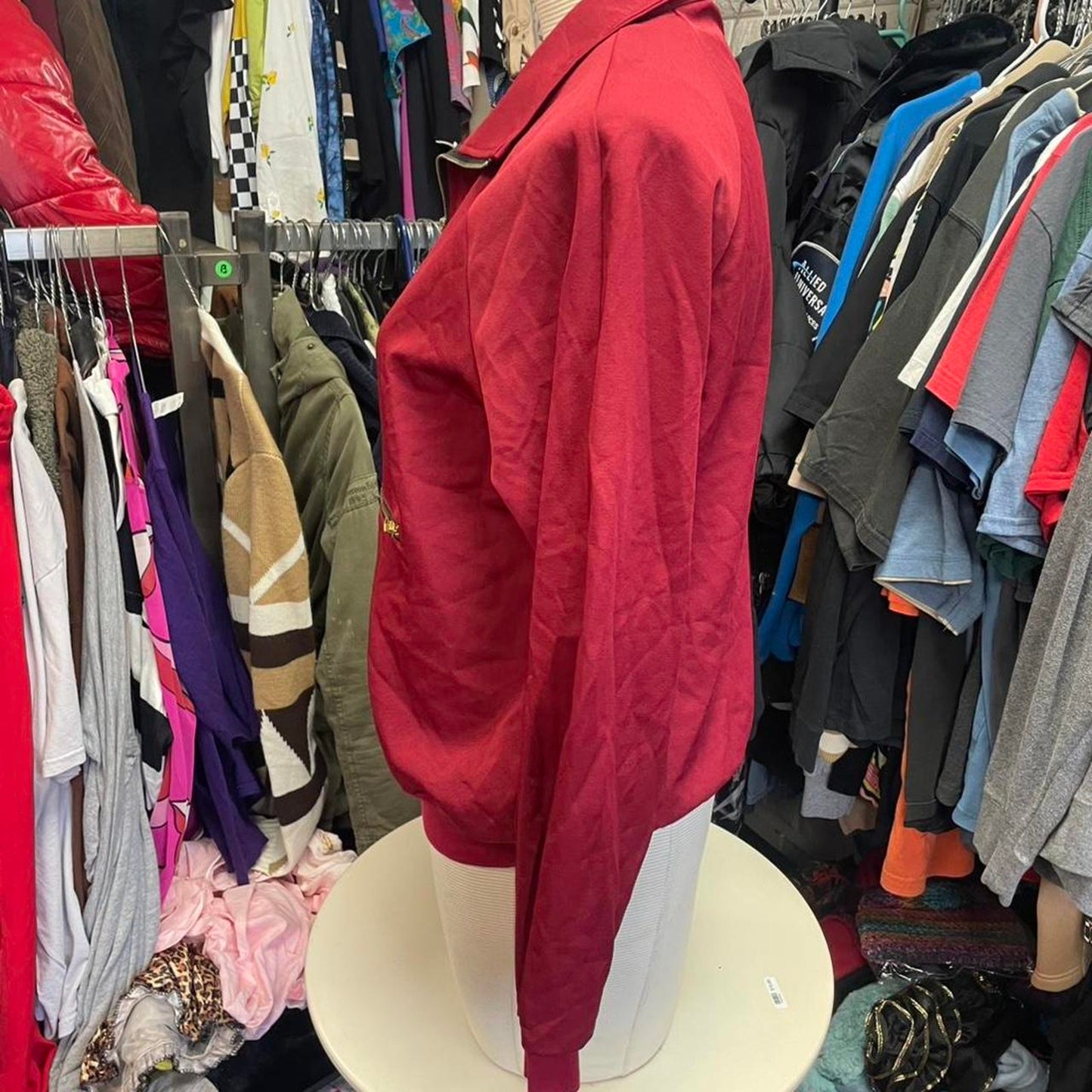 Red quarter zip windbreaker jacket