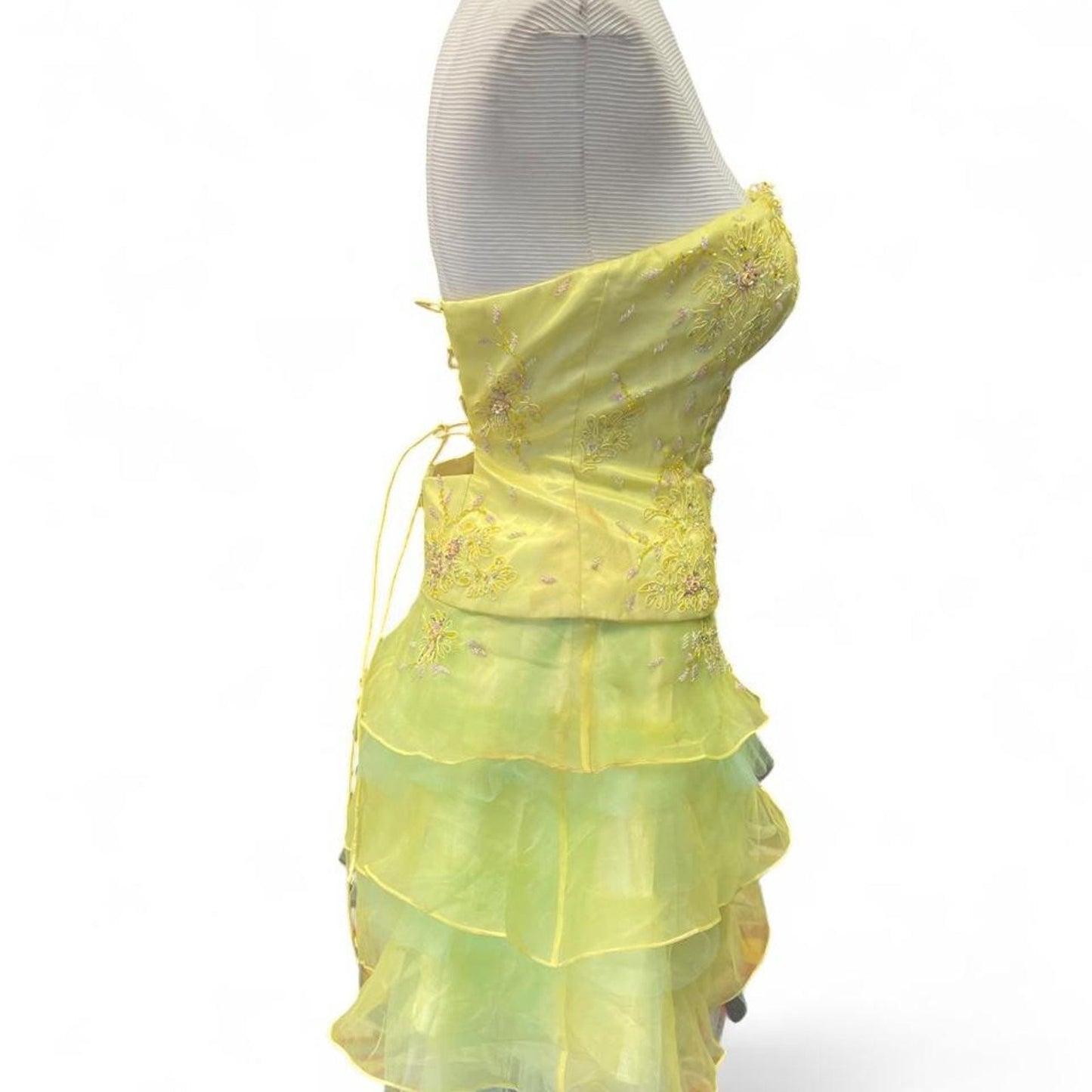 Yellow strapless dress