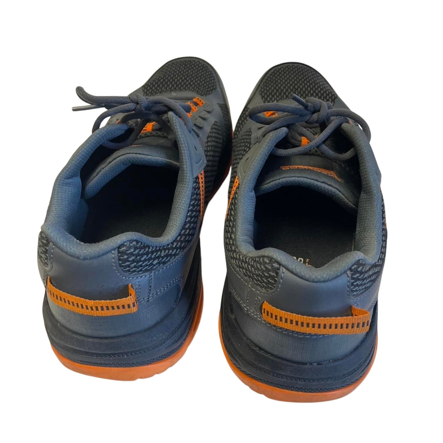 Grey and orange skechers trainers