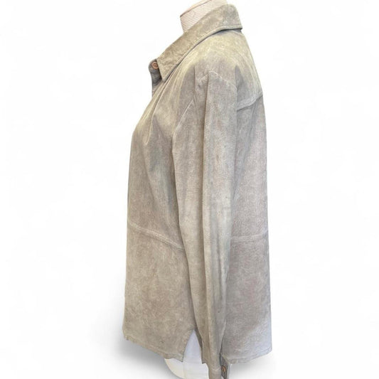 Tan suede leather jacket with