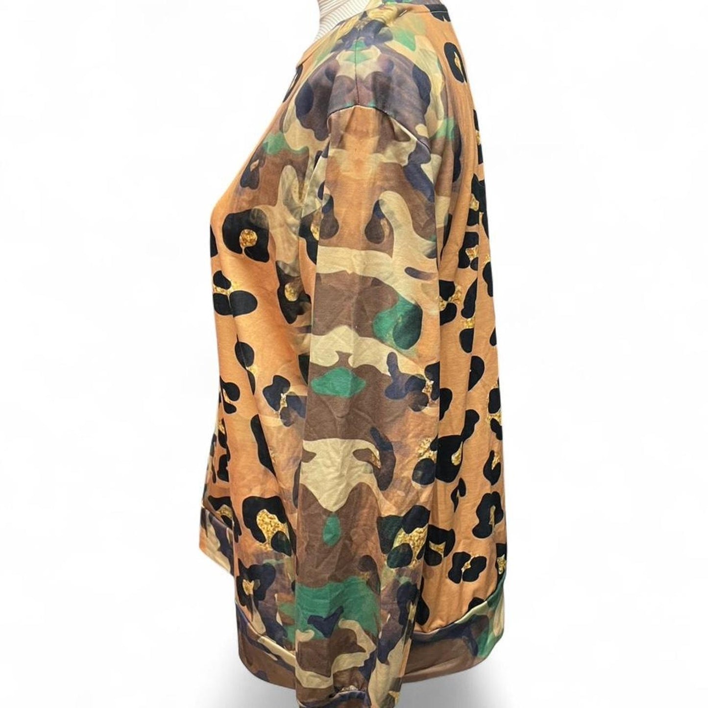 Leopard print mesh long sleeve