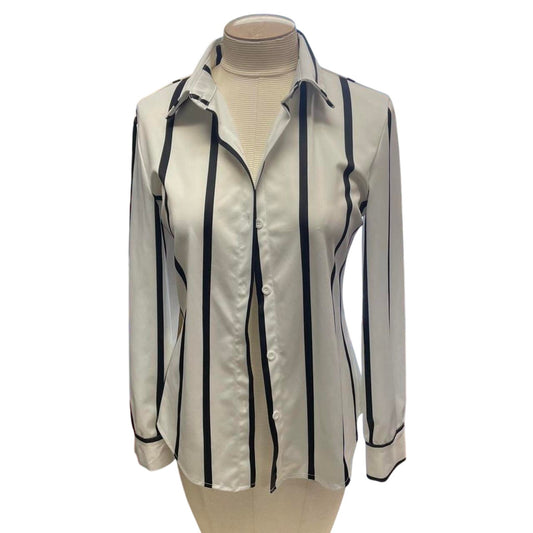 White and black striped button up