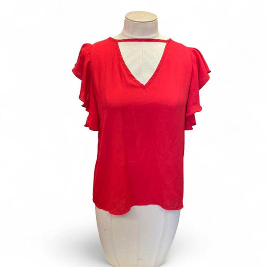 Red ruffle sleeve top with