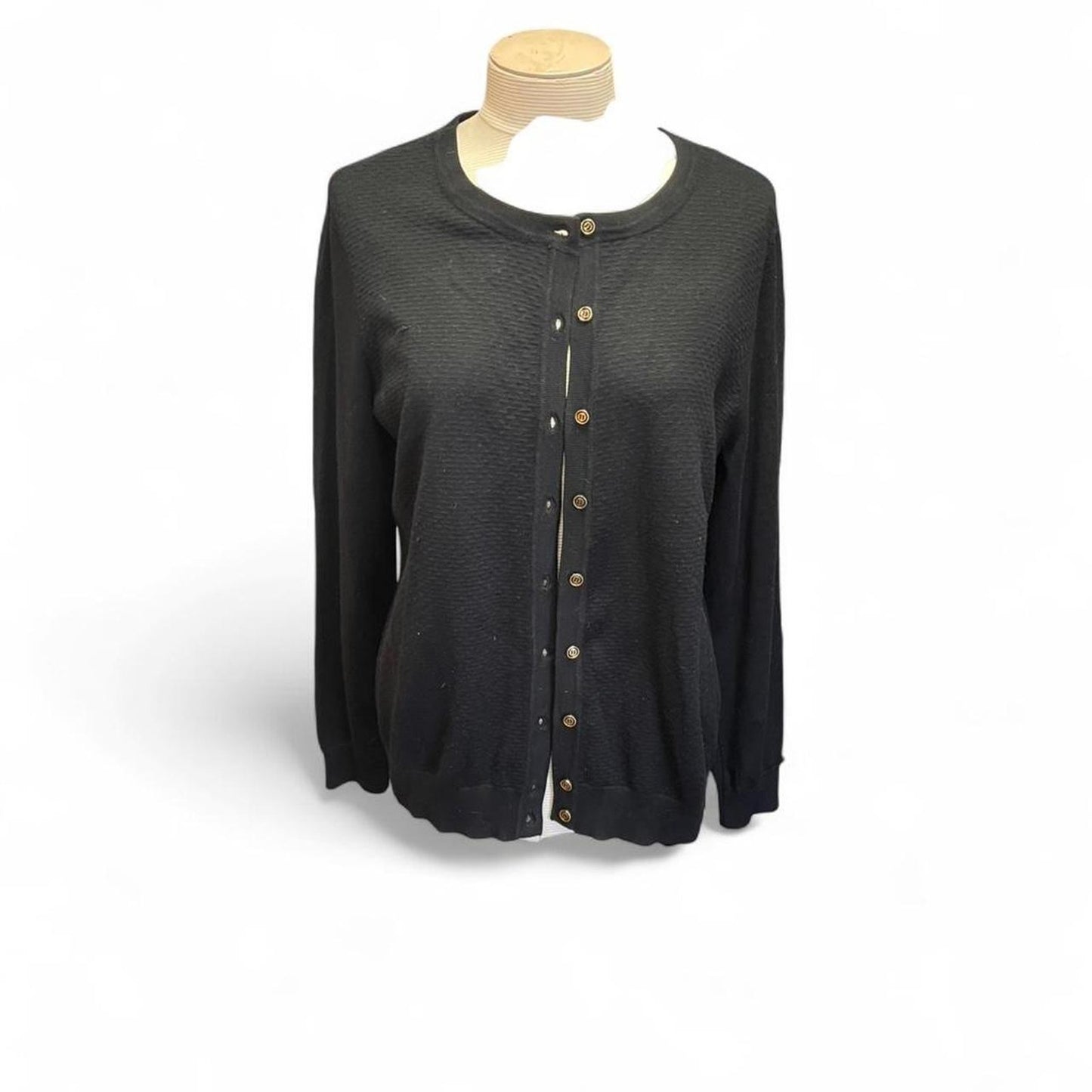 Black charter club button cardigan