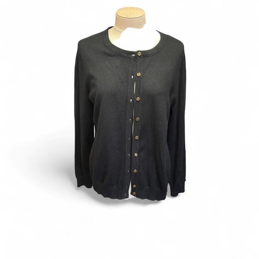 Black charter club button cardigan