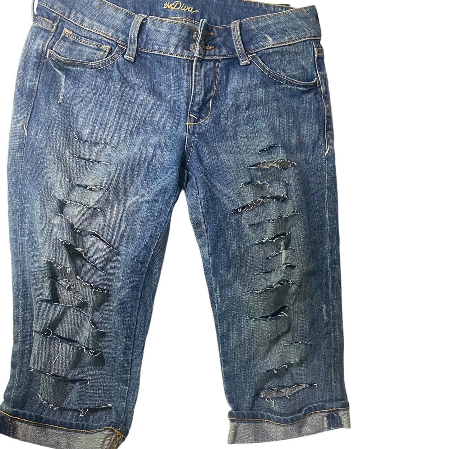 Distressed denim shorts women