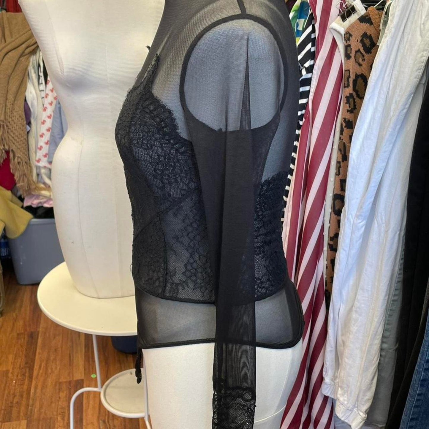 Black mesh lace long sleeve