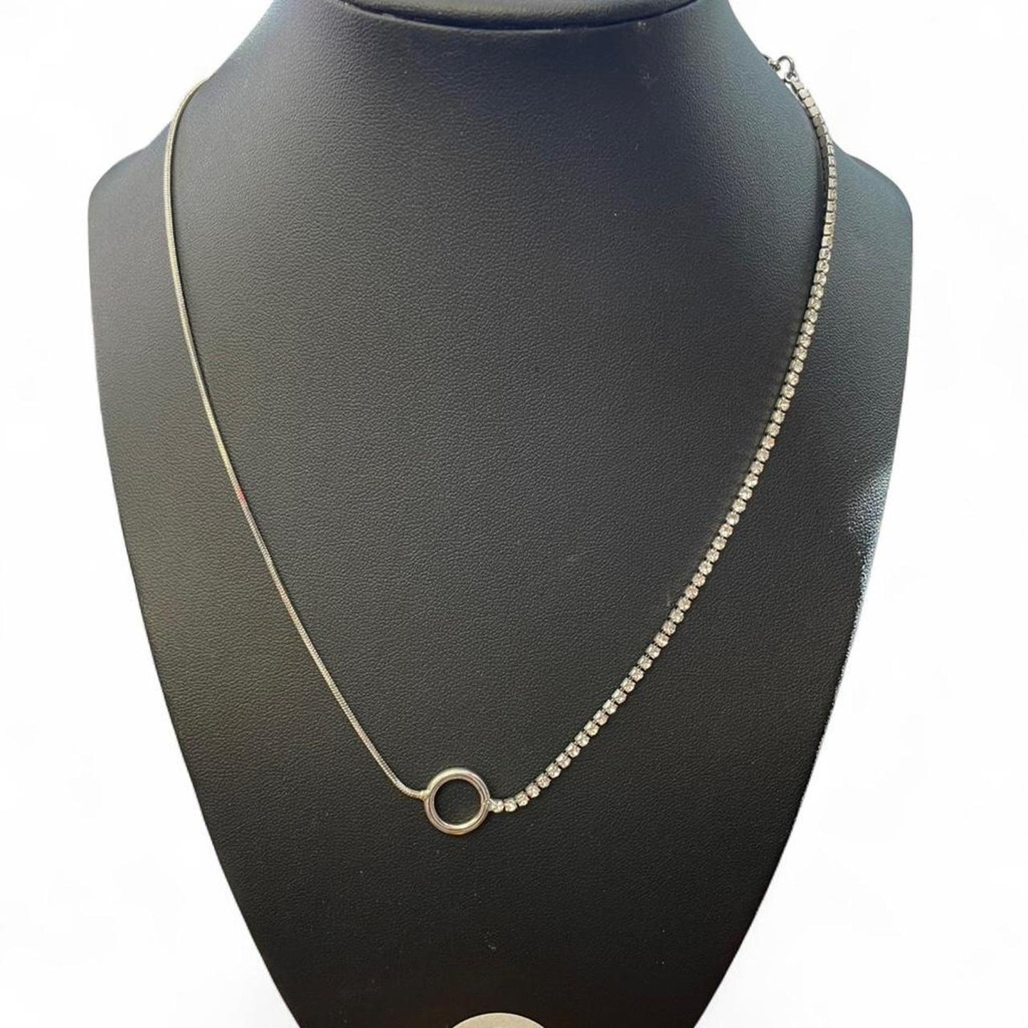 Silver necklace with diamond accents