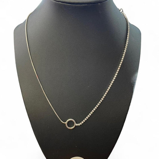 Silver necklace with diamond accents