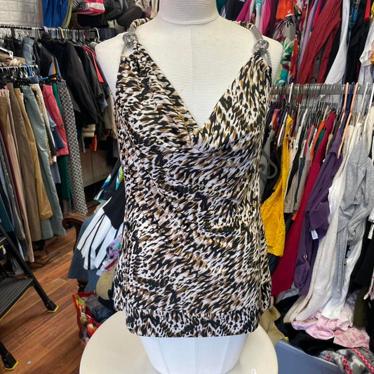 Leopard print cowl neck top