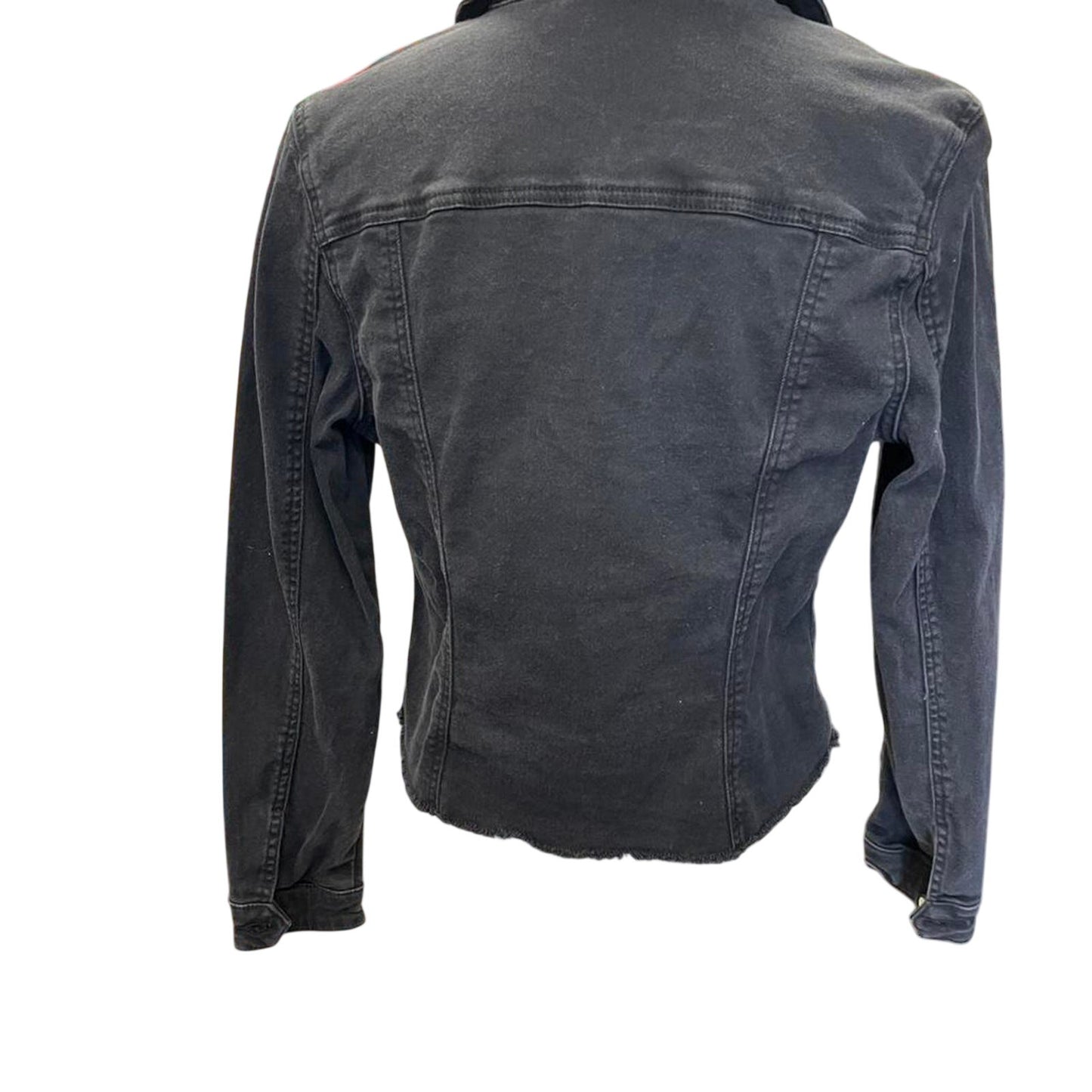 Black denim jacket with button up