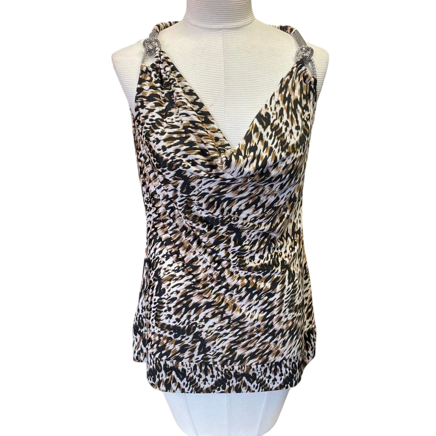 Leopard print cowl neck top