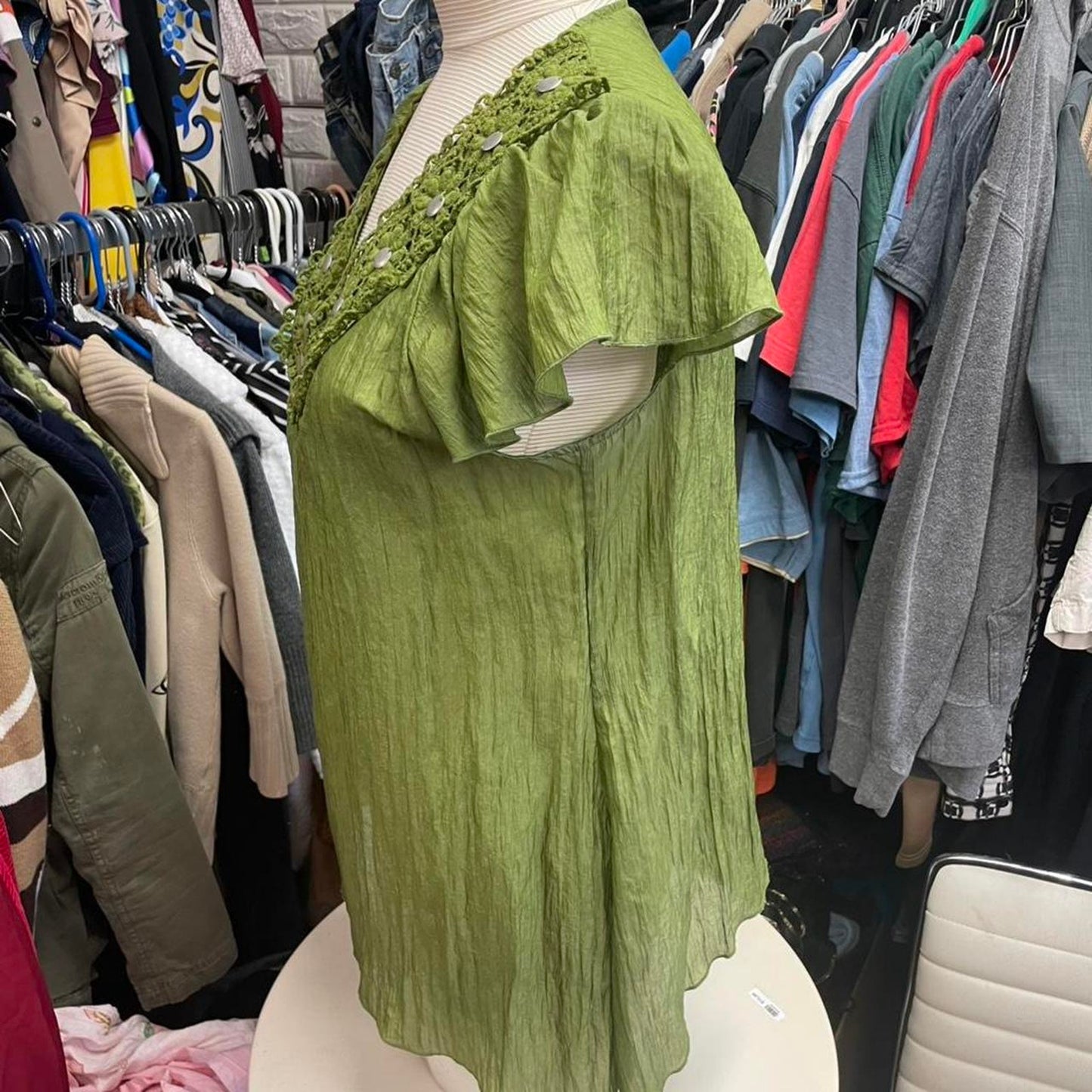 Green boho blouse