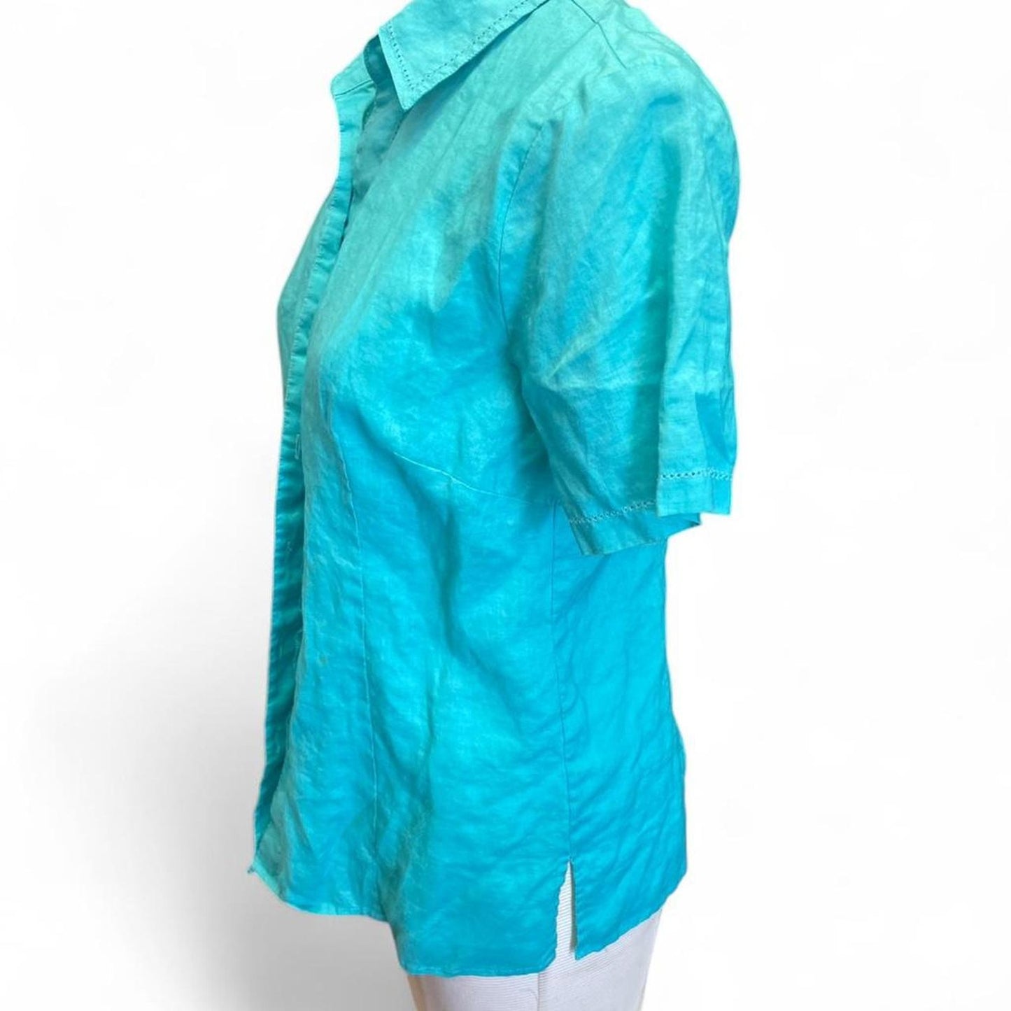 Icicle blue linen button up