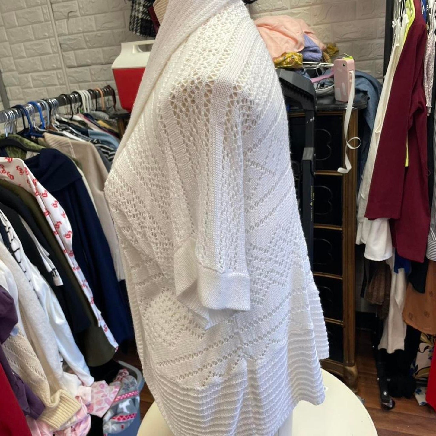 White open front cardigan