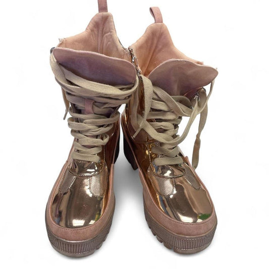 Gold metallic platform boots
